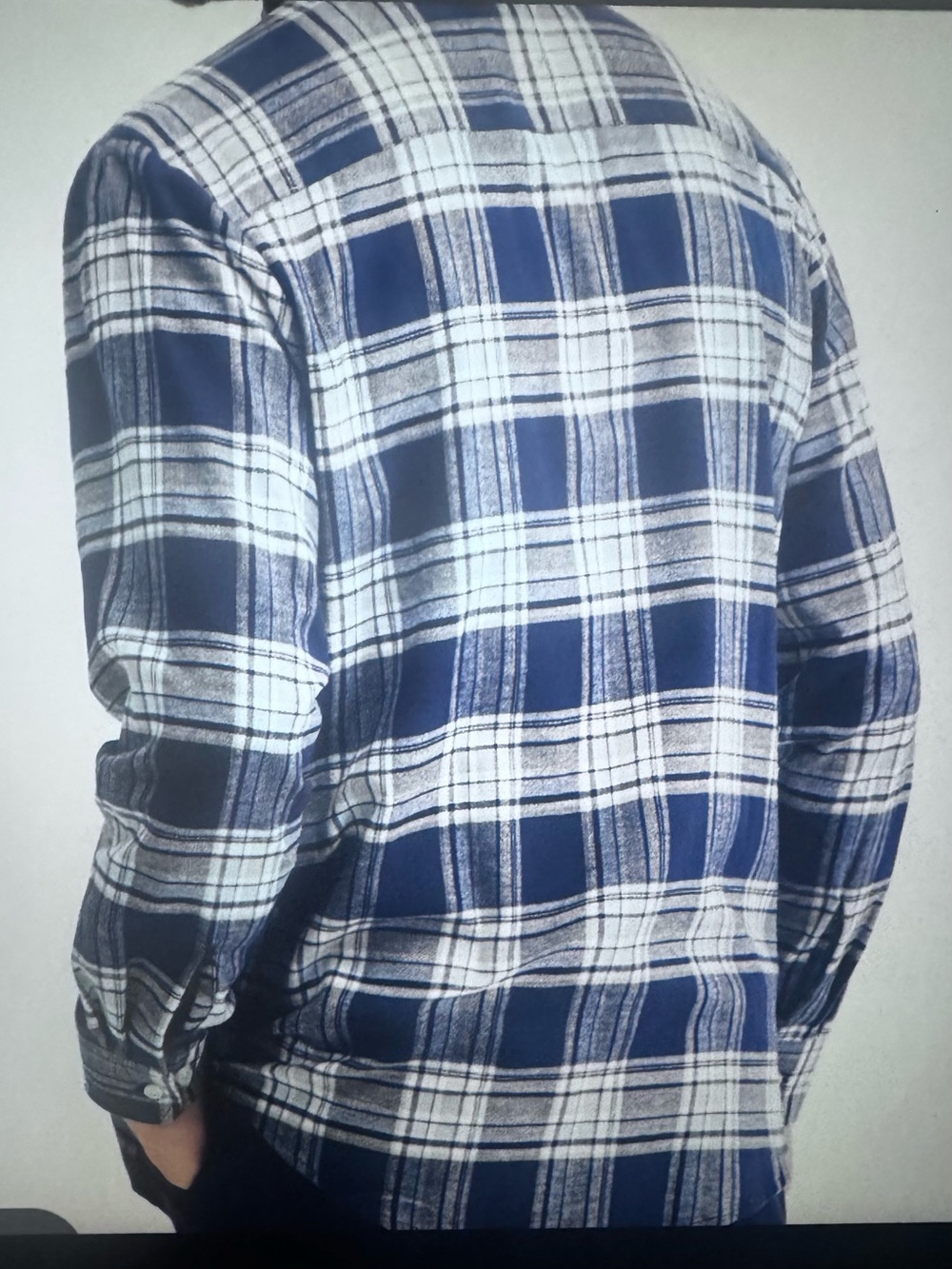 Club Room Men's Flannel Navy & White Plaid Button-Up Shirt - Picture 2 of 4